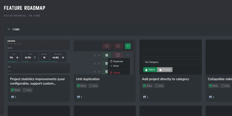 Updated project pages